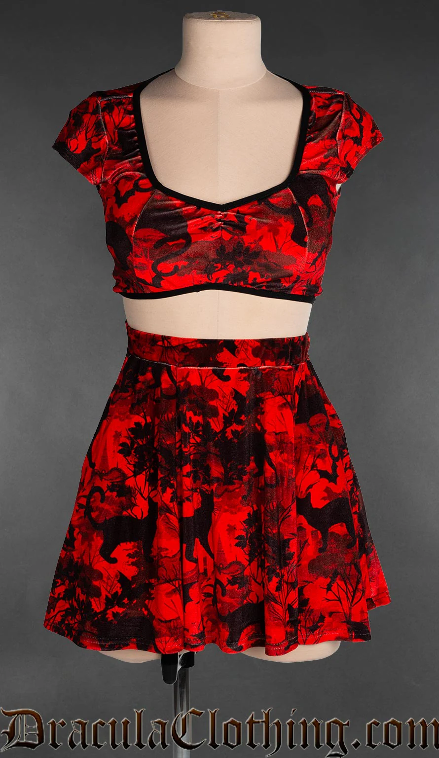 Bats And Cats Velvet Crop Top - Image 2