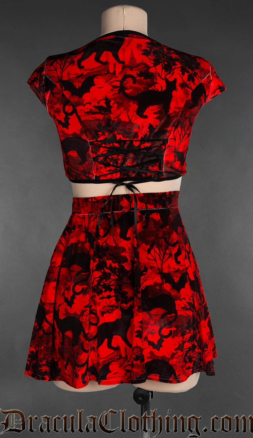 Bats And Cats Velvet Crop Top - Image 4