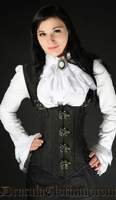 Black Brocade Apocalyptic Clasp Corset - Image 4