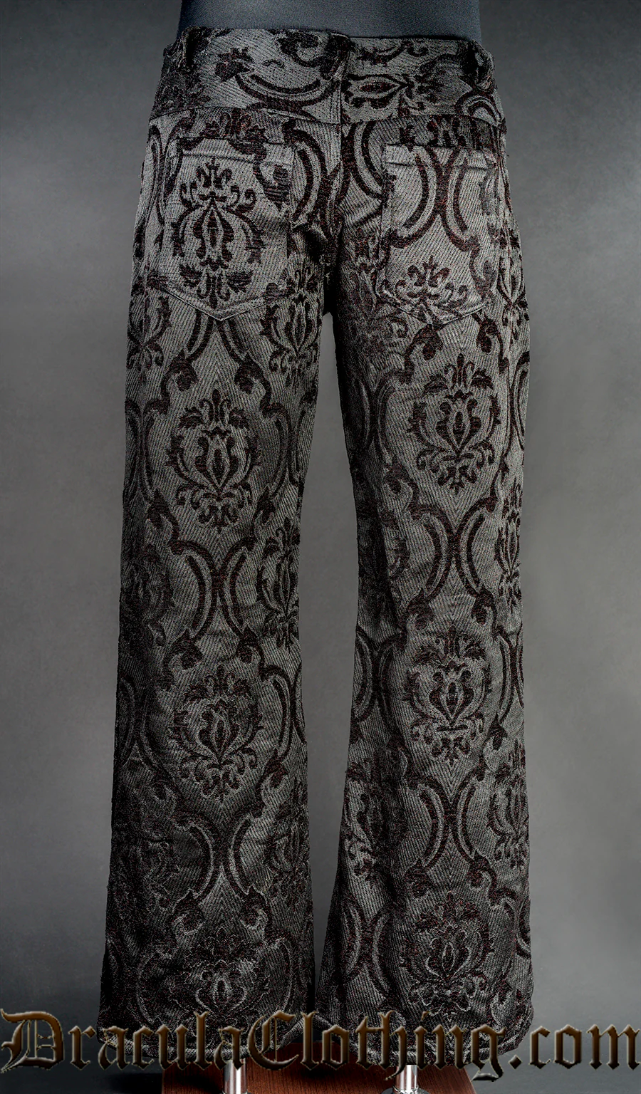 Black Brocade Boots Pants - Image 2