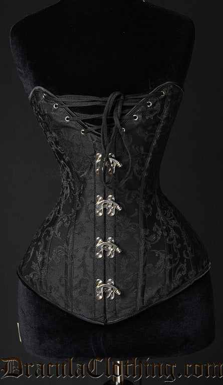Black Brocade Cleavage Clasp Corset - Image 2