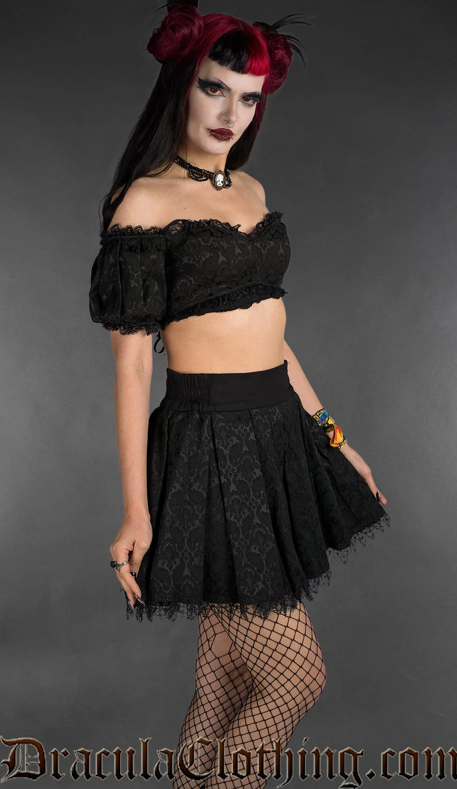 Black Brocade Crop Top - Image 2