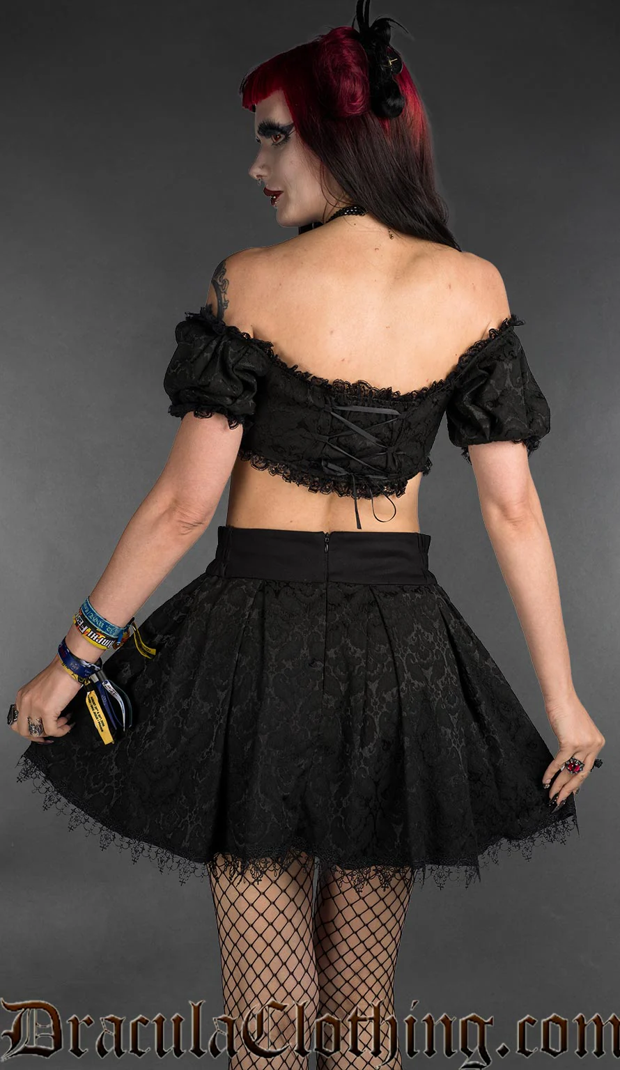 Black Brocade Crop Top - Image 3