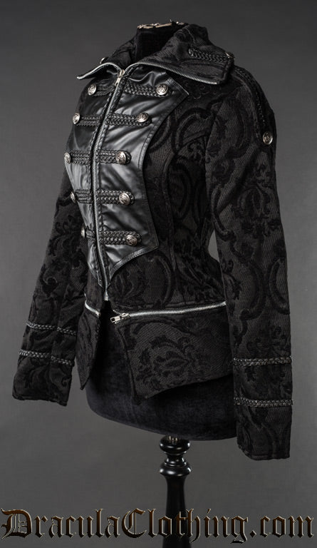 Black Brocade Dieselpunk Jacket - Image 4