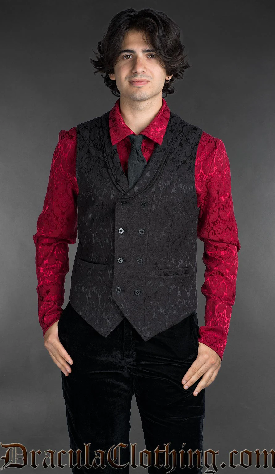 Red Brocade Shirt - Image 3