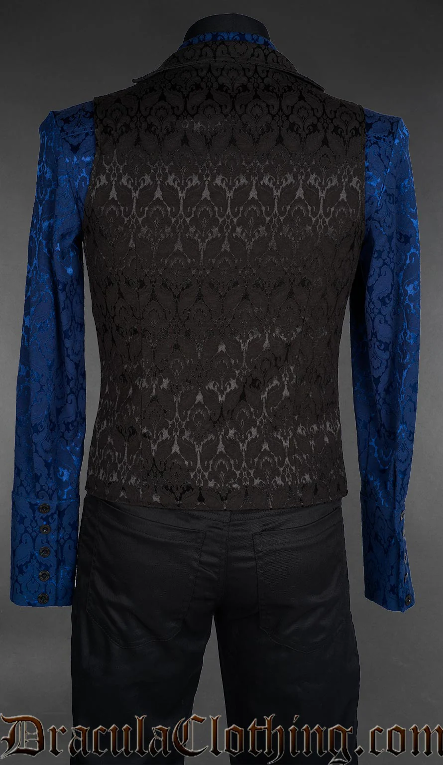 Black Brocade Double Buttoned Vest - Image 2