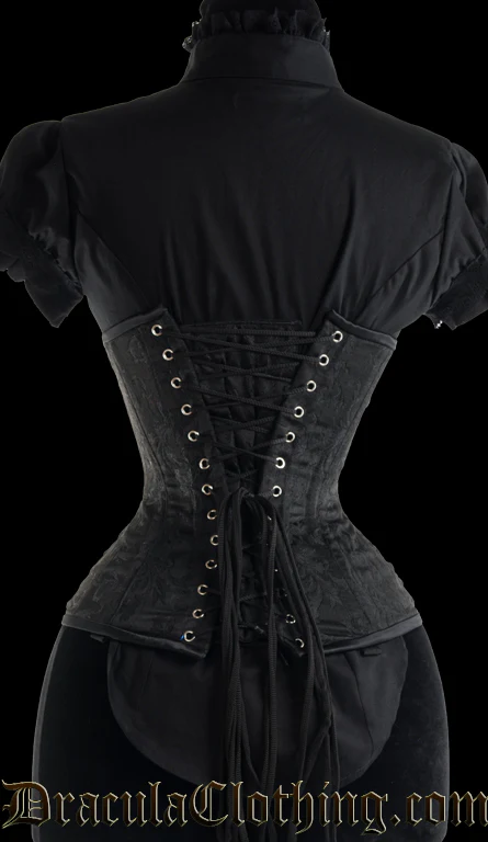 Black Brocade Extreme Waist Clasp Corset - Image 3