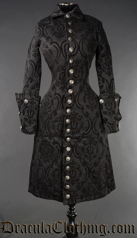 Black Brocade Female Admiral Coat - Image 4