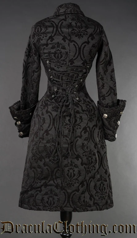 Black Brocade Female Admiral Coat - Image 5