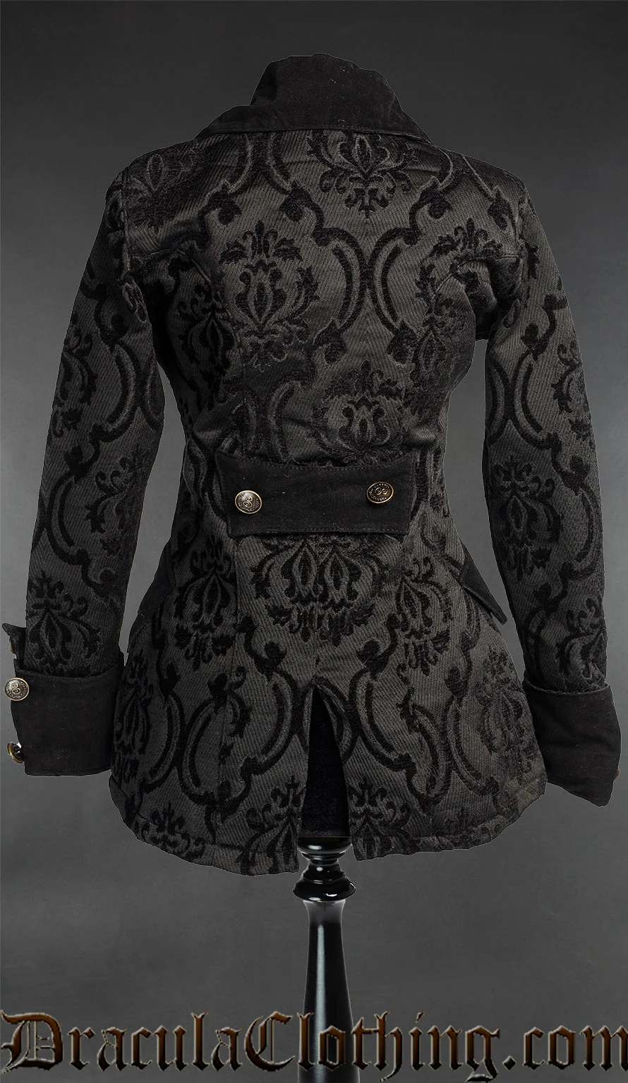 Black Brocade Female Pirate Jacket - Image 2