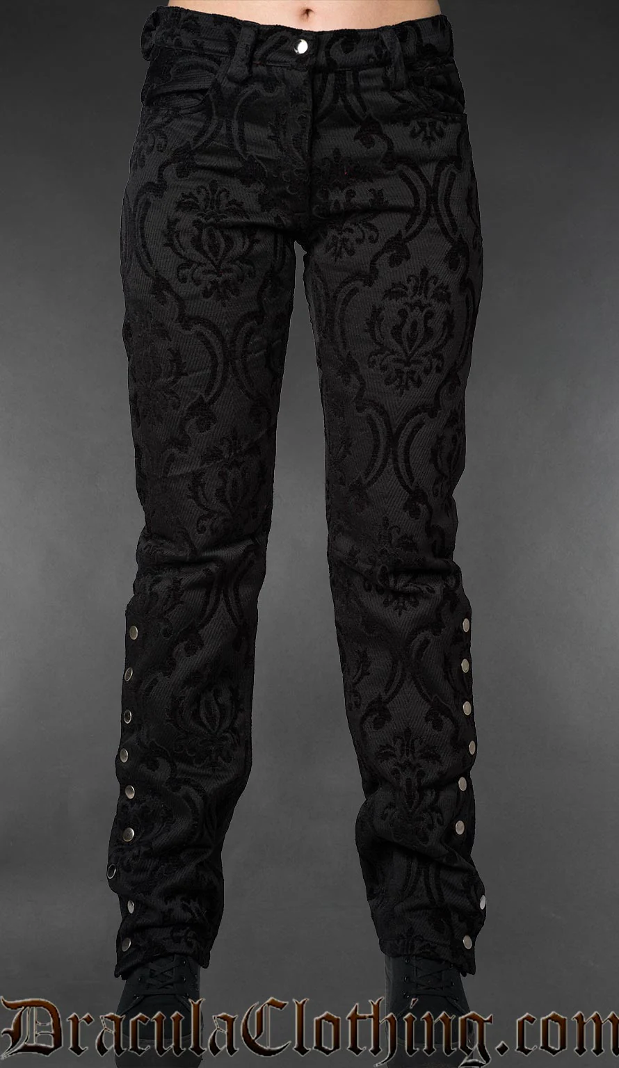 Black Brocade Female Pirate Officer Pants - Image 2