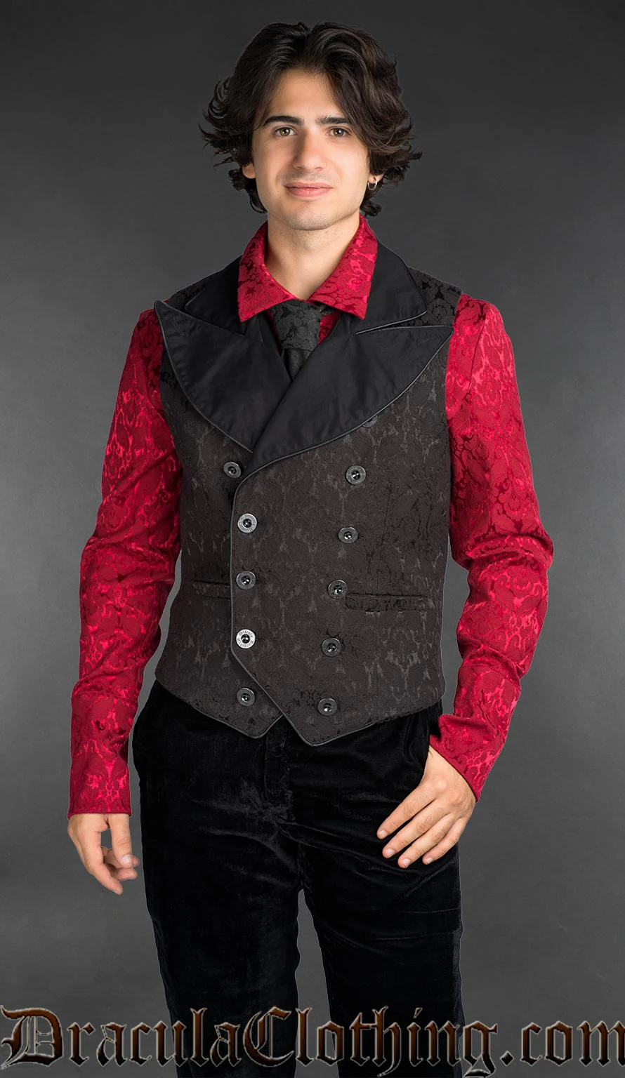 Black Brocade Goth Victorian Vest