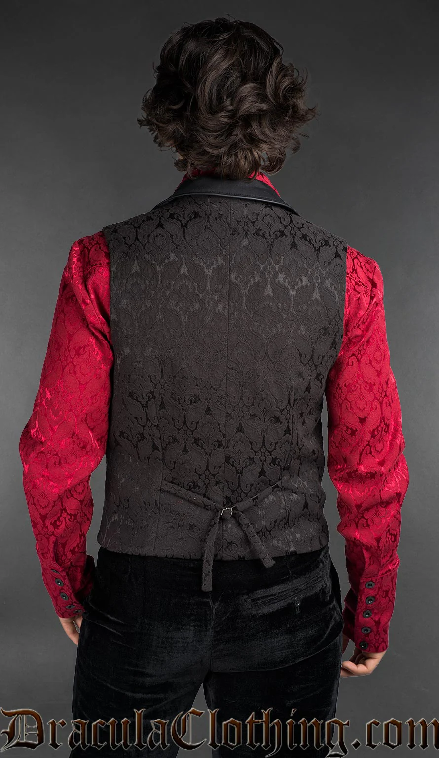 Black Brocade Goth Victorian Vest - Image 2