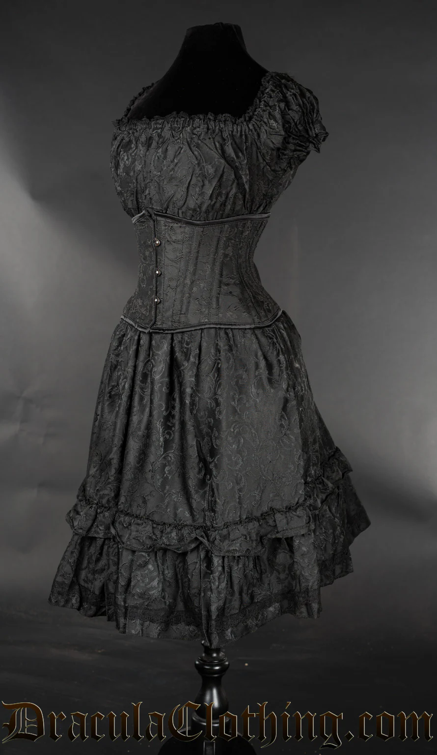 Black Brocade Gothabilly Dress - Image 6