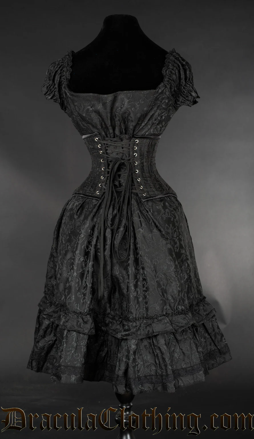Black Brocade Gothabilly Dress - Image 7