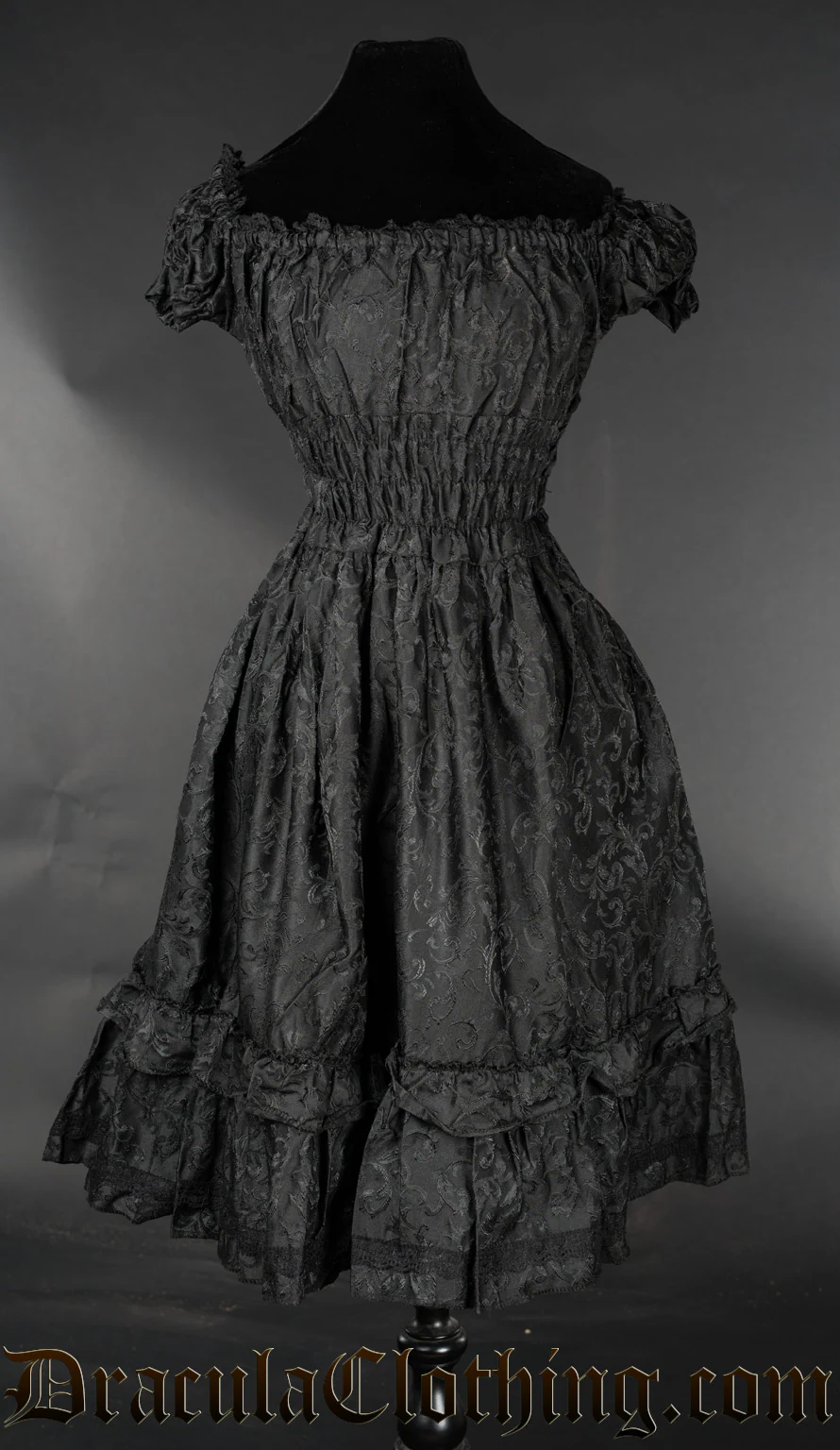 Black Brocade Gothabilly Dress - Image 8