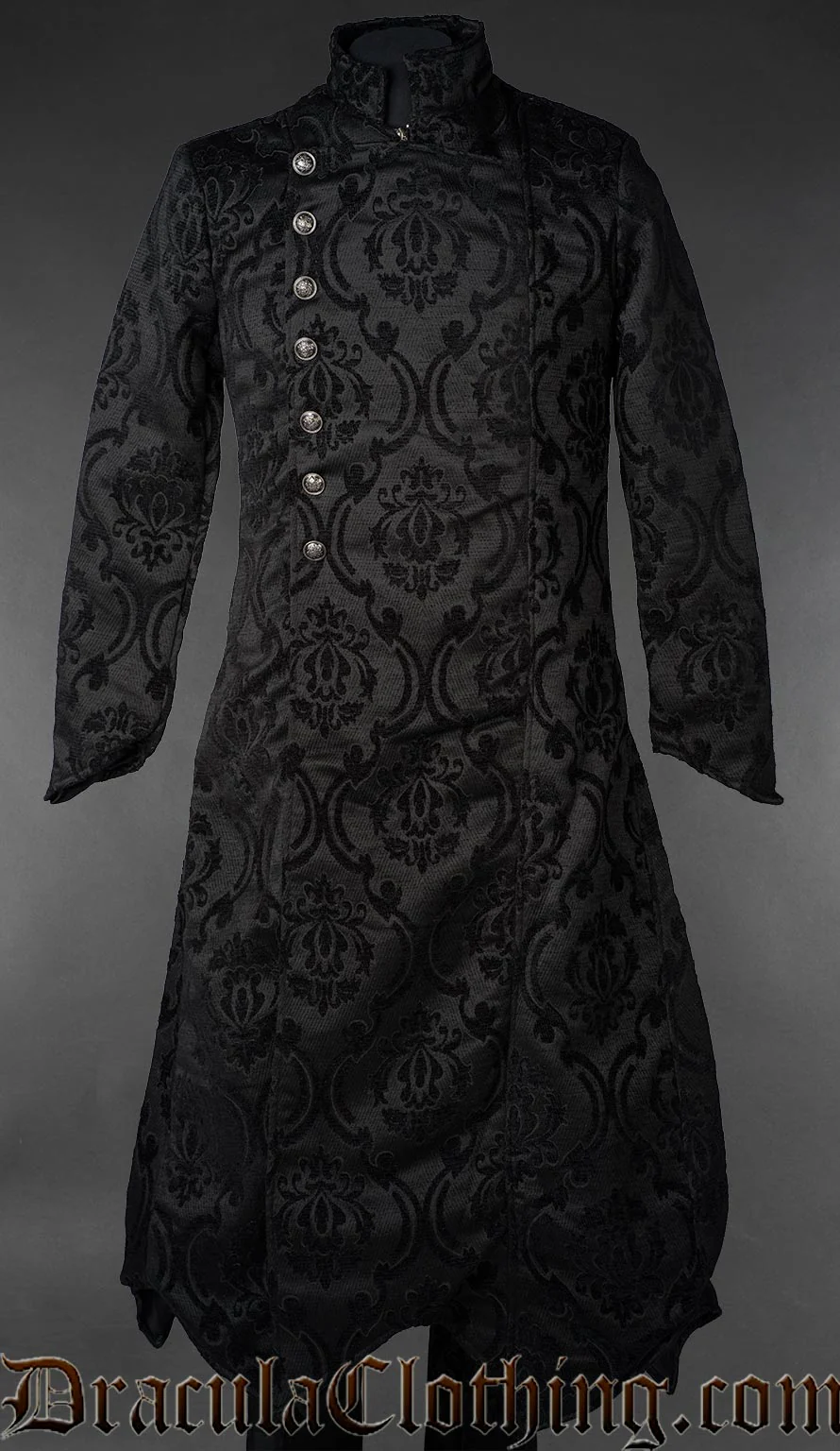 Black Brocade Gothic Military Coat