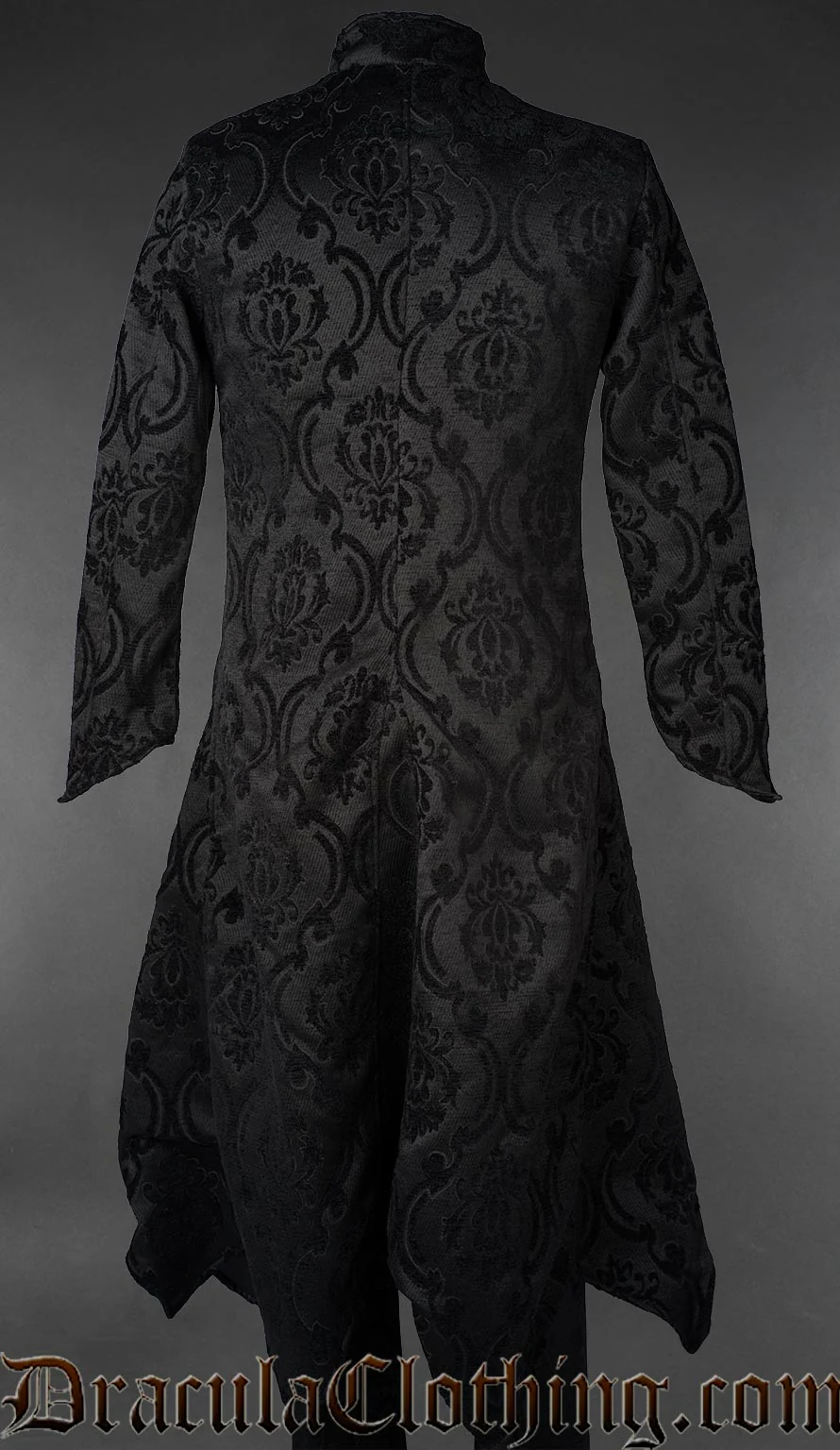Black Brocade Gothic Military Coat - Image 3