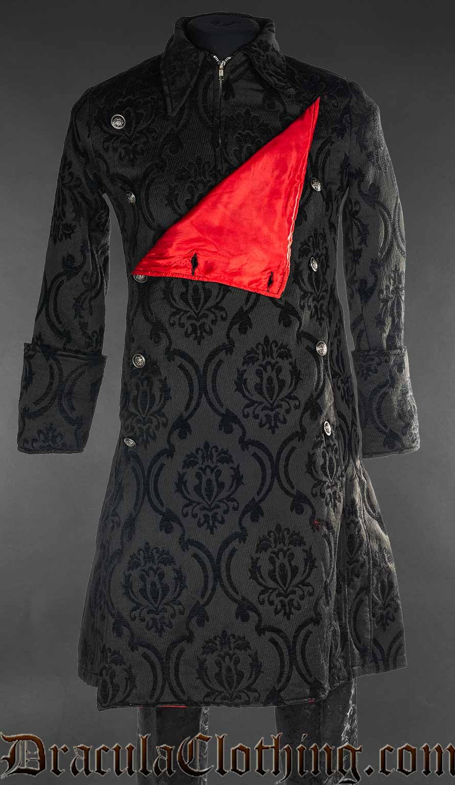 Black Brocade Japanese Officer Coat - Image 3