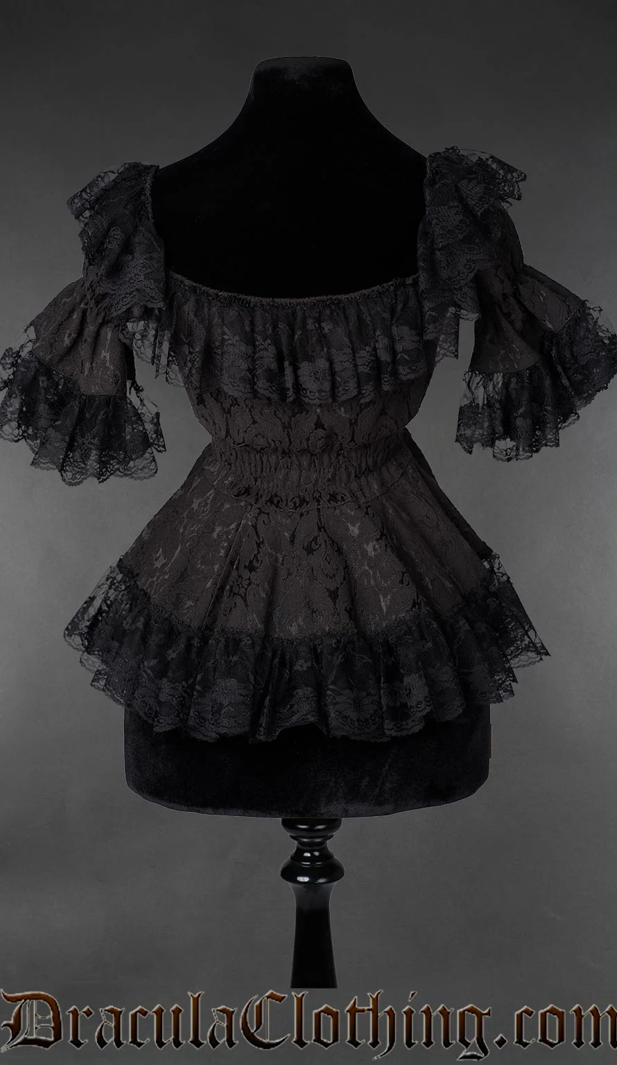 Black Brocade Lace Victorian Blouse - Image 2