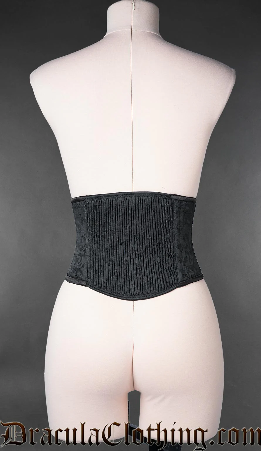 Black Brocade Laceless Corset - Image 2