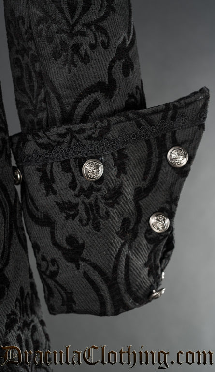 Black Brocade Admiral Coat - Image 2