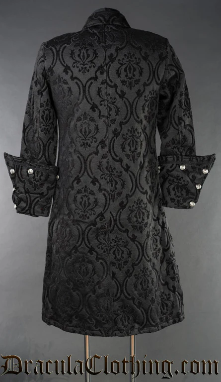 Black Brocade Admiral Coat - Image 3