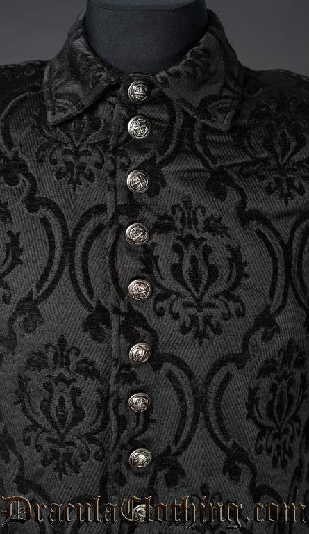 Black Brocade Admiral Coat - Image 4