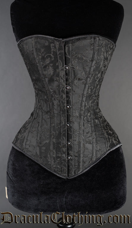 Black Brocade Overbust Corset - Image 2