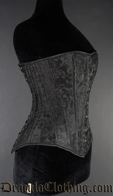 Black Brocade Overbust Corset - Image 3