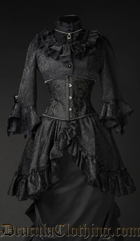 Black Brocade Queen Dress - Image 8