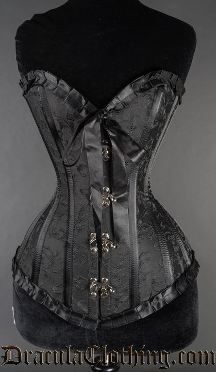 Black Brocade Romantic Clasp Corset - Image 3