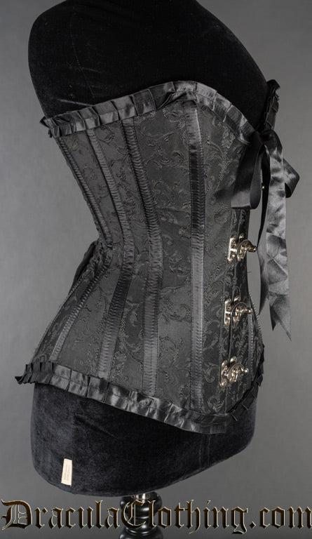 Black Brocade Romantic Clasp Corset - Image 4