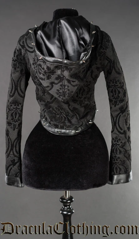 Black Brocade Spiked Hood - Image 2