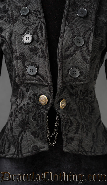 Black Brocade Titania Jacket - Image 2