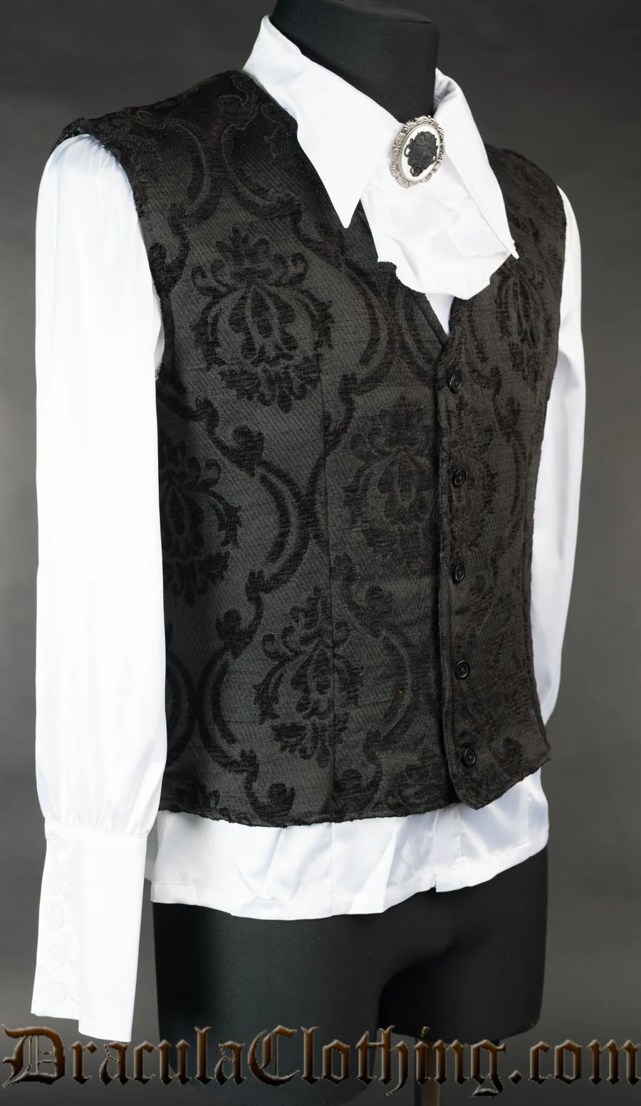 Black Brocade Vest - Image 2