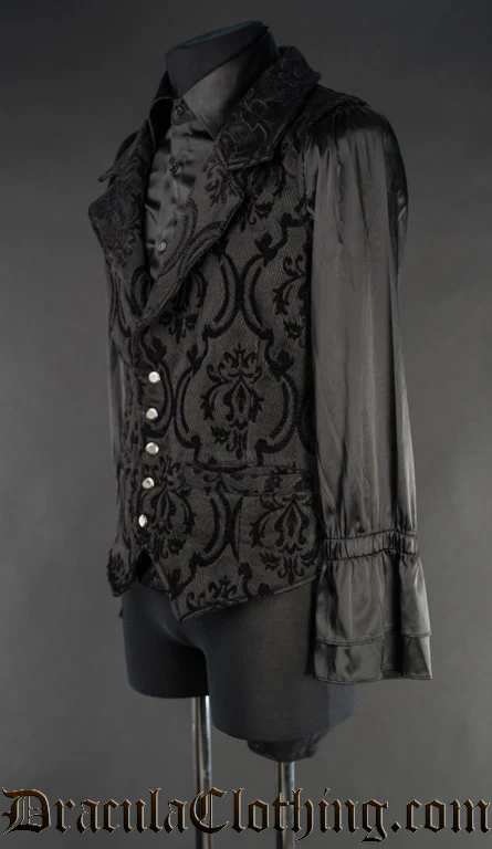 Black Brocade Waistcoat - Image 6