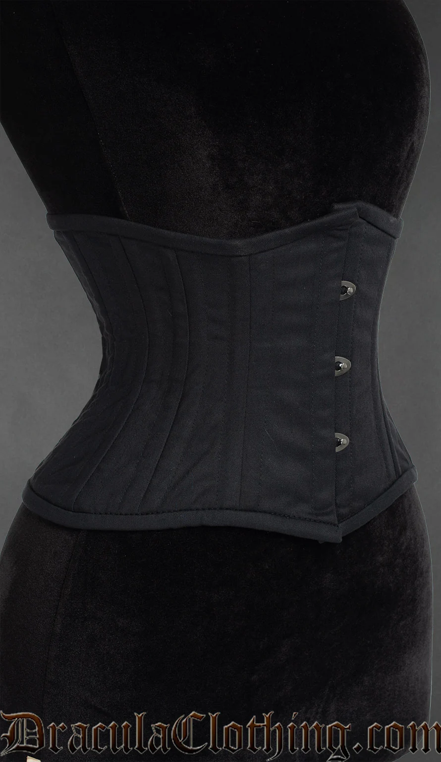 Black Cotton Double Boned Waist Cincher - Image 2