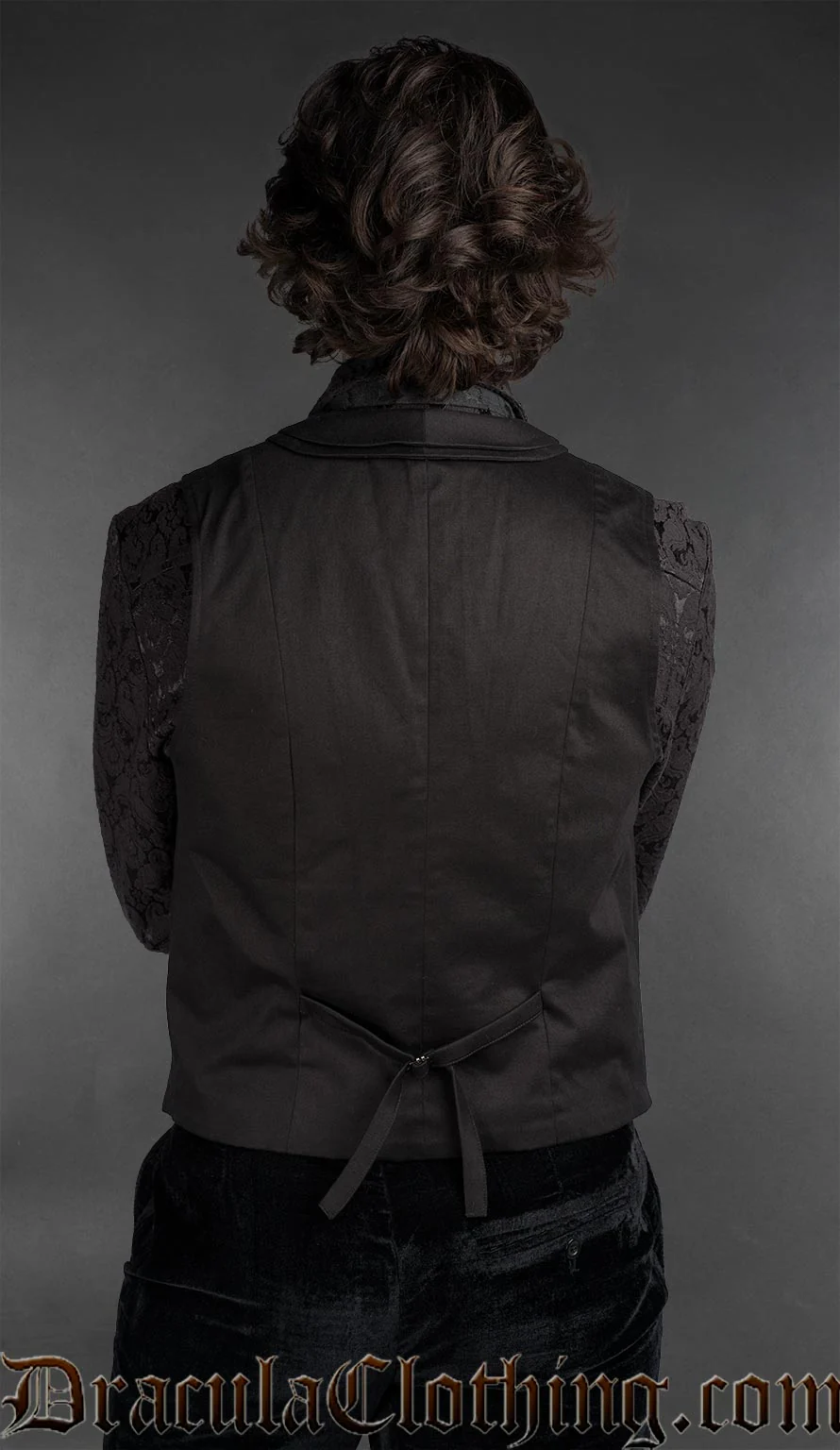Black Cotton Double Breasted Waistcoat - Image 2