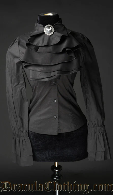 Black Cotton Elegant Cravat Blouse
