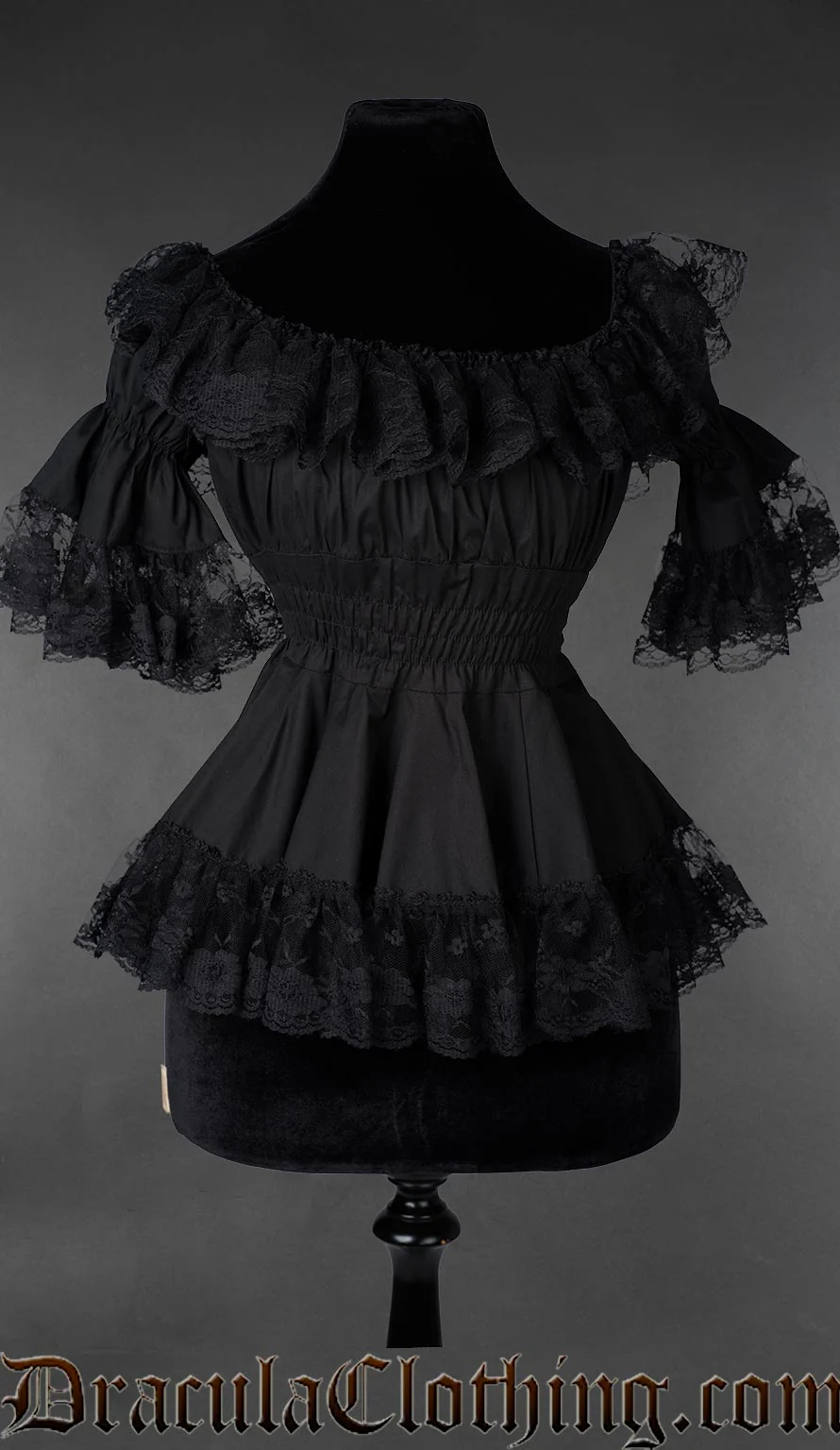Black Cotton Lace Victorian Blouse