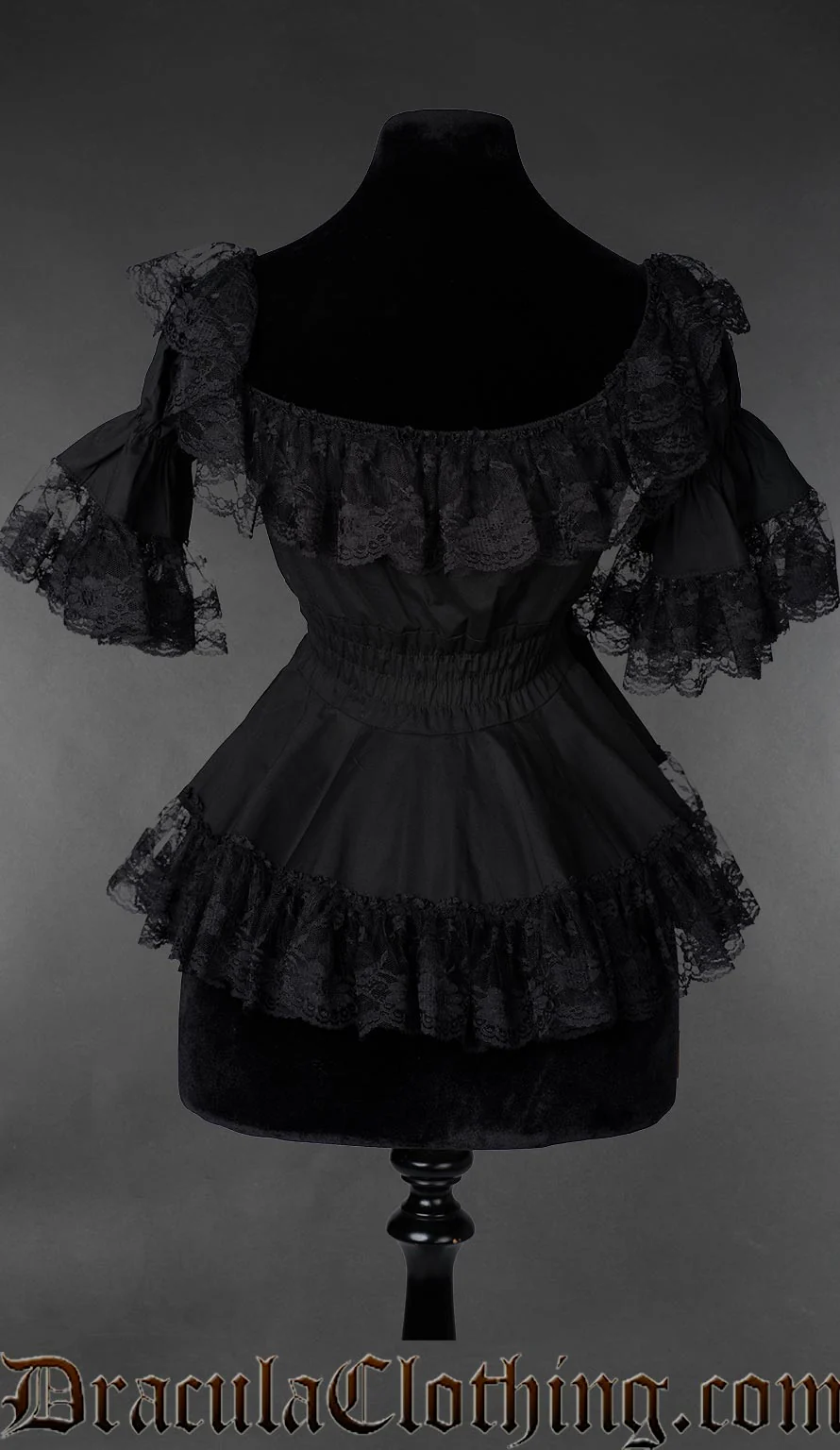 Black Cotton Lace Victorian Blouse - Image 2