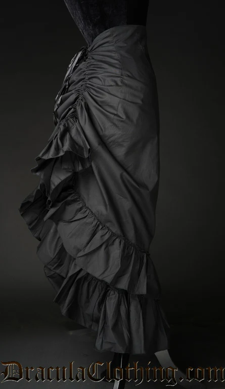 Black Cotton Two Layer Bustle Skirt