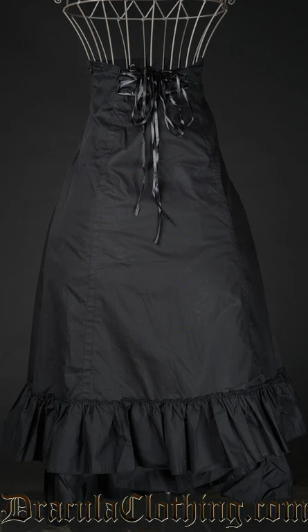 Black Cotton Two Layer Bustle Skirt - Image 3