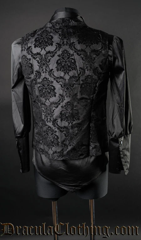 Black Jacquard Double Buttoned Vest - Image 3
