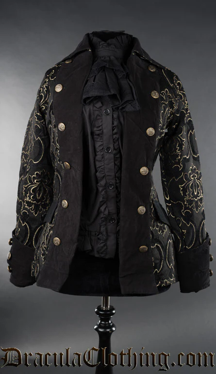 Black Jacquard Female Pirate Jacket - Image 3