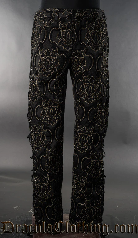 Black Jacquard Laced Pants - Image 2
