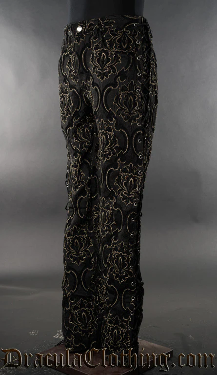 Black Jacquard Laced Pants - Image 3