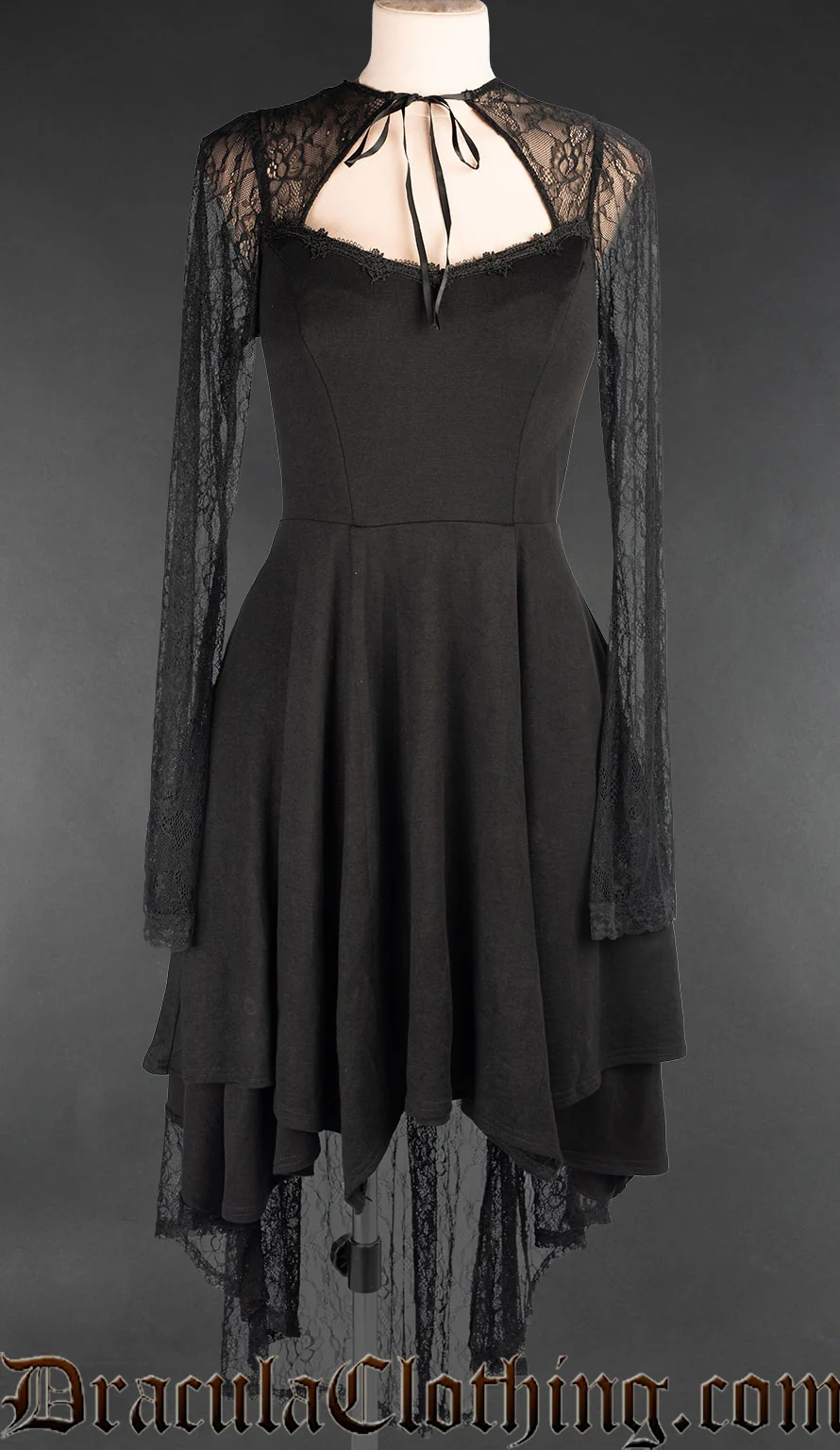 Black Lace Asymmetrical Dress - Image 4