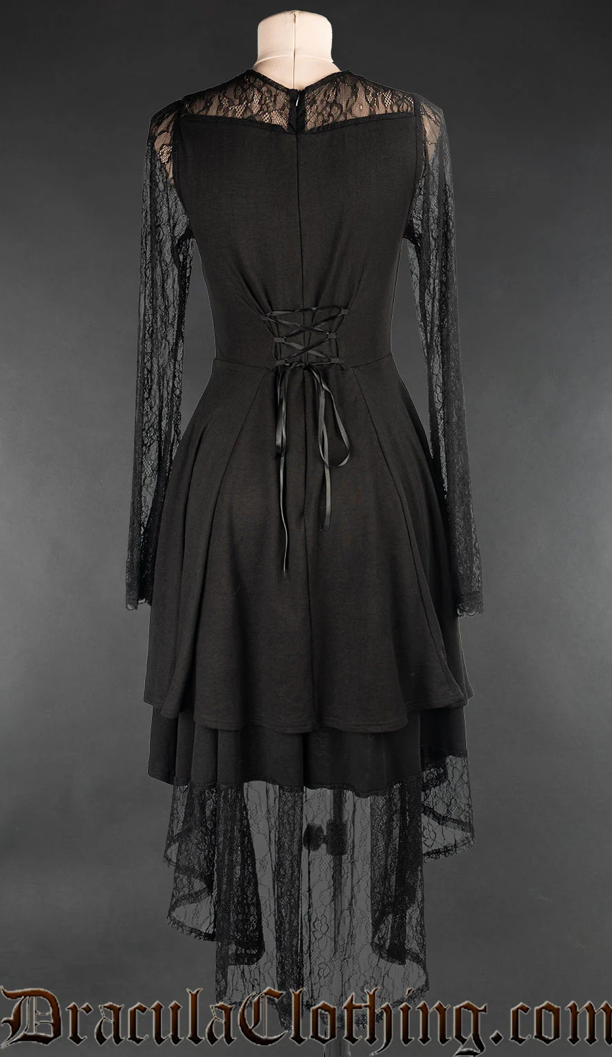 Black Lace Asymmetrical Dress - Image 5